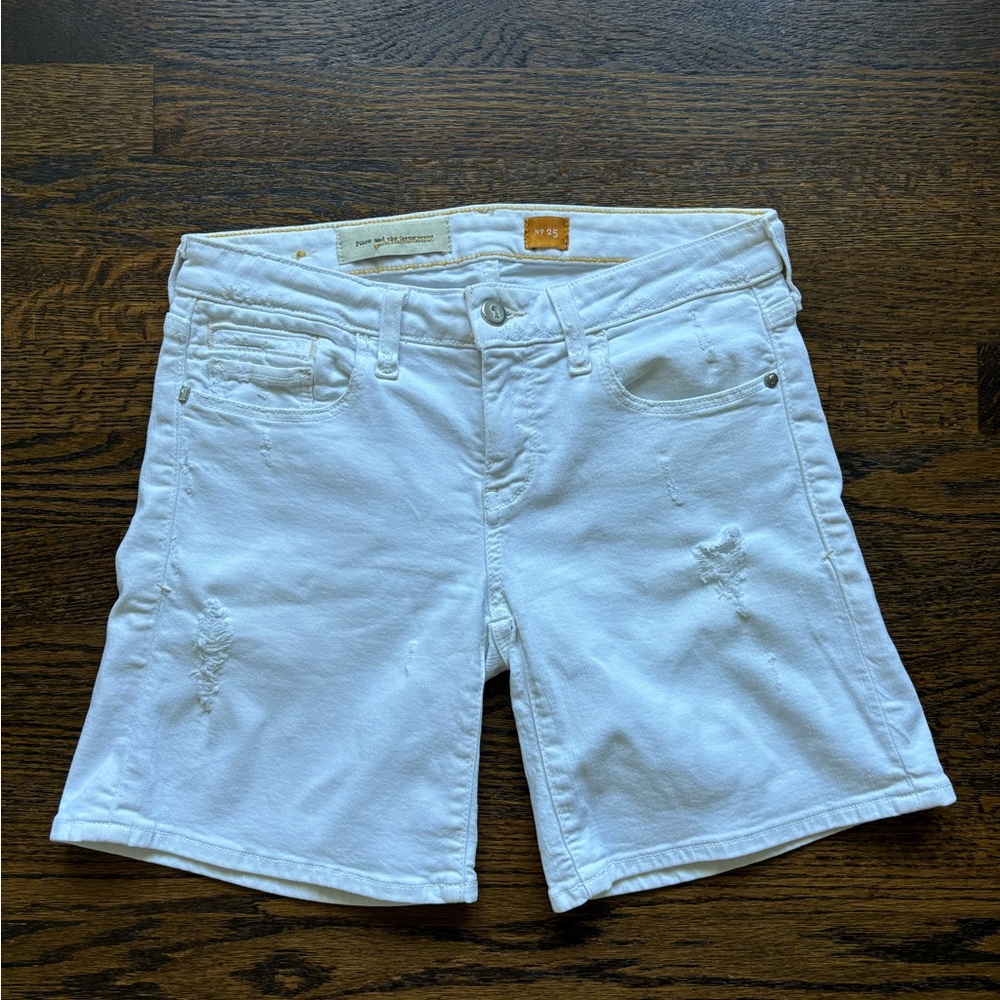Anthropologie and the Letterpress White, 6” Inseam, Denim Shorts. Size 25. - Picture 1 of 7